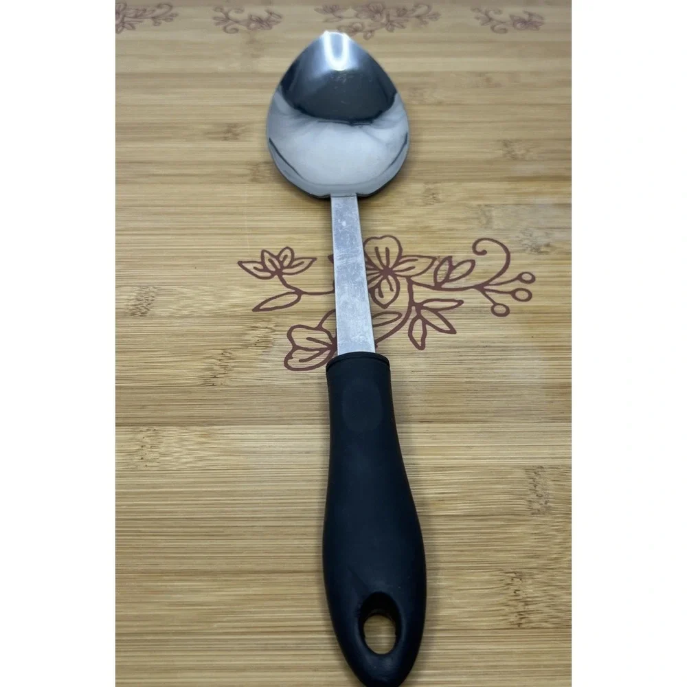Stainless Steel Cooking/Serving Spoon Black Plastic Handle -‎ 13 inches
